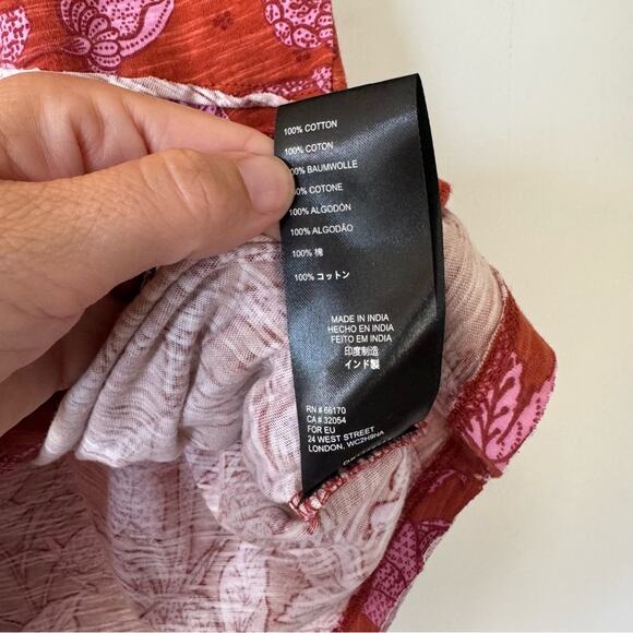 NWOT Anthropologie Pink Tropical Floral Washed Babydoll Top Button Front S - Picture 11 of 11